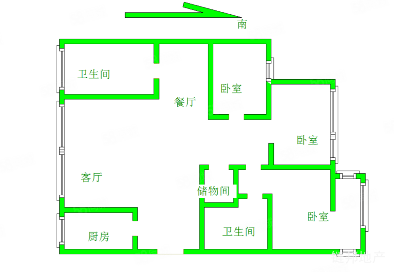 莱茵青青家园3室2厅2卫118㎡南北70万