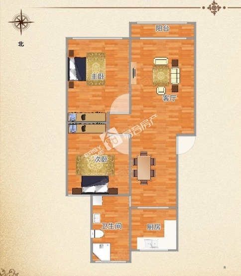 金善名居2室2廳1衛(wèi)81.12㎡南北125萬(wàn)