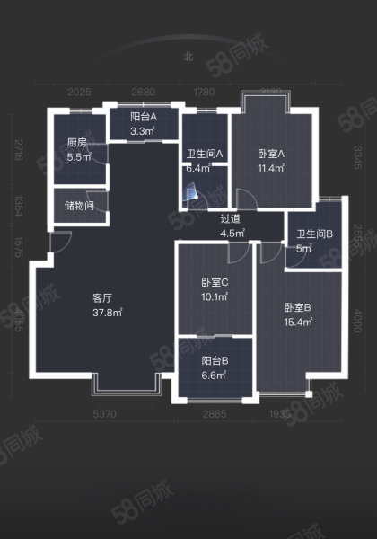 曲江观山悦3室2厅2卫143.95㎡南北215万