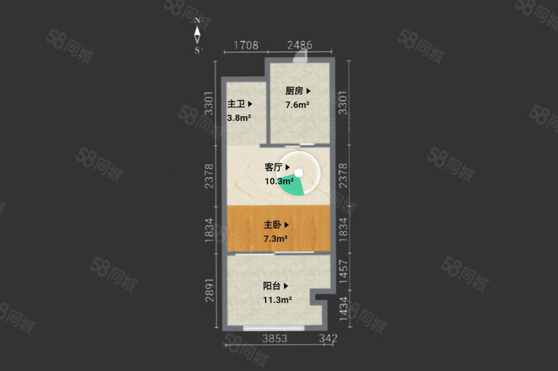 紫云府3室1厅1卫94.22㎡南北130万