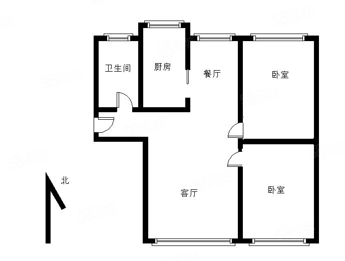 朗香小镇2室2厅1卫95.11㎡南北164万