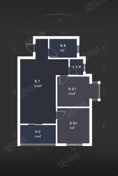 公园壹品2室2厅1卫68.45㎡东南105万