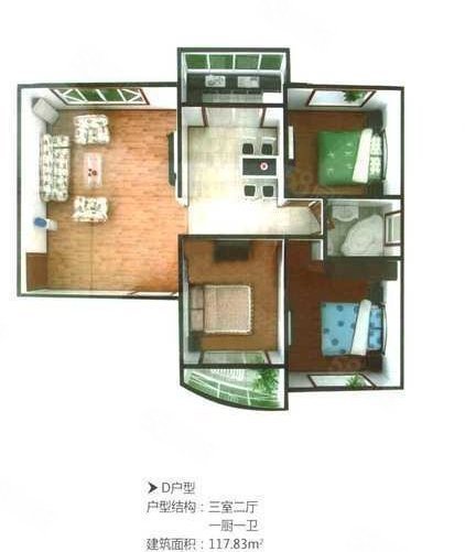 宝鼎花园3室2厅1卫116.43㎡南北83万