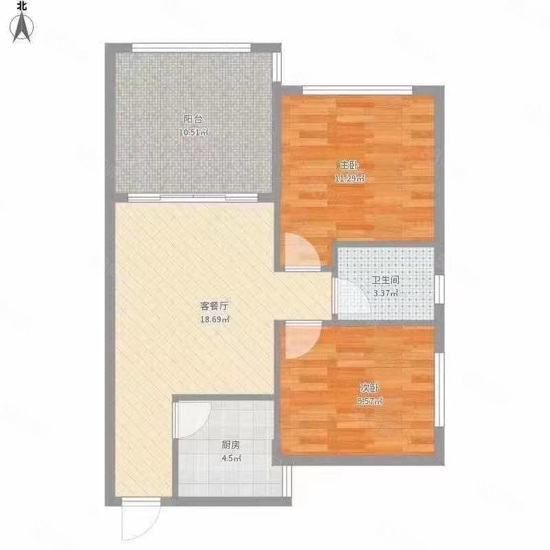 铂悦公馆2室1厅1卫90.44㎡南北56.8万