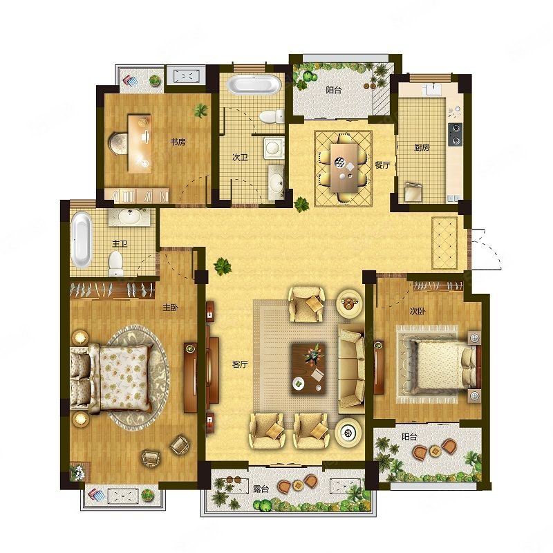 君悦国际花园小高层南北通透飞机户型中间楼层无遮挡