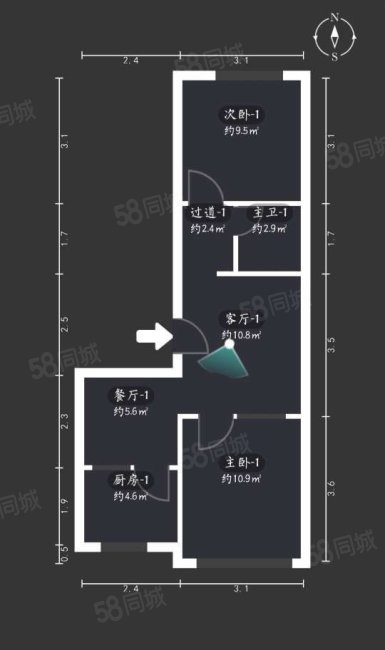 儿童医院宿舍(大东关街)2室2厅1卫63.4㎡南45万