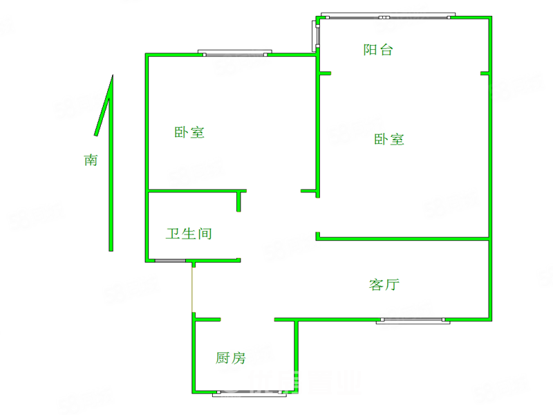 新桥花园(梁溪)2室1厅1卫67㎡南90万