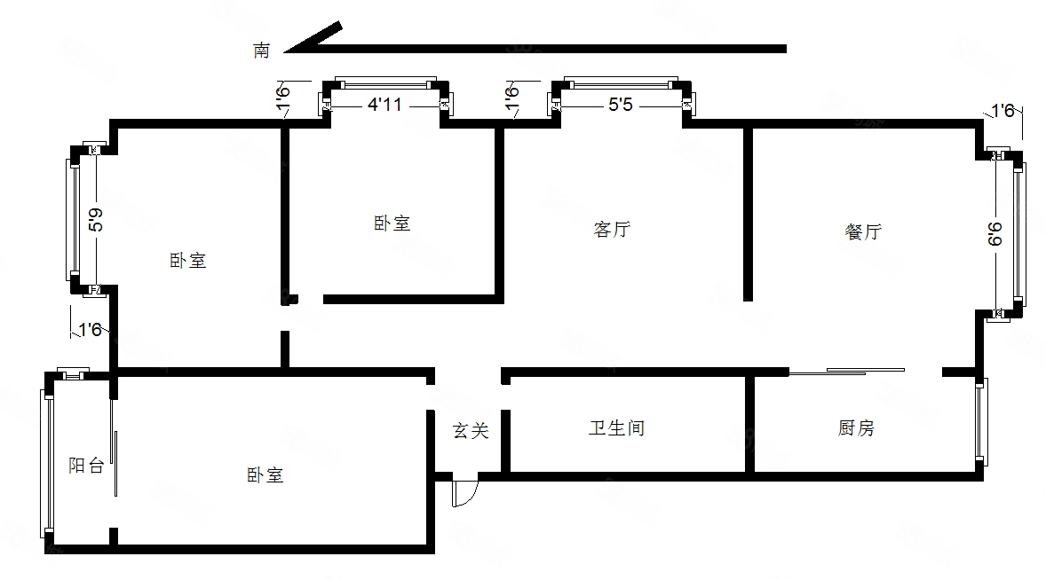 奥梅花园3室2厅1卫105㎡南北36.9万