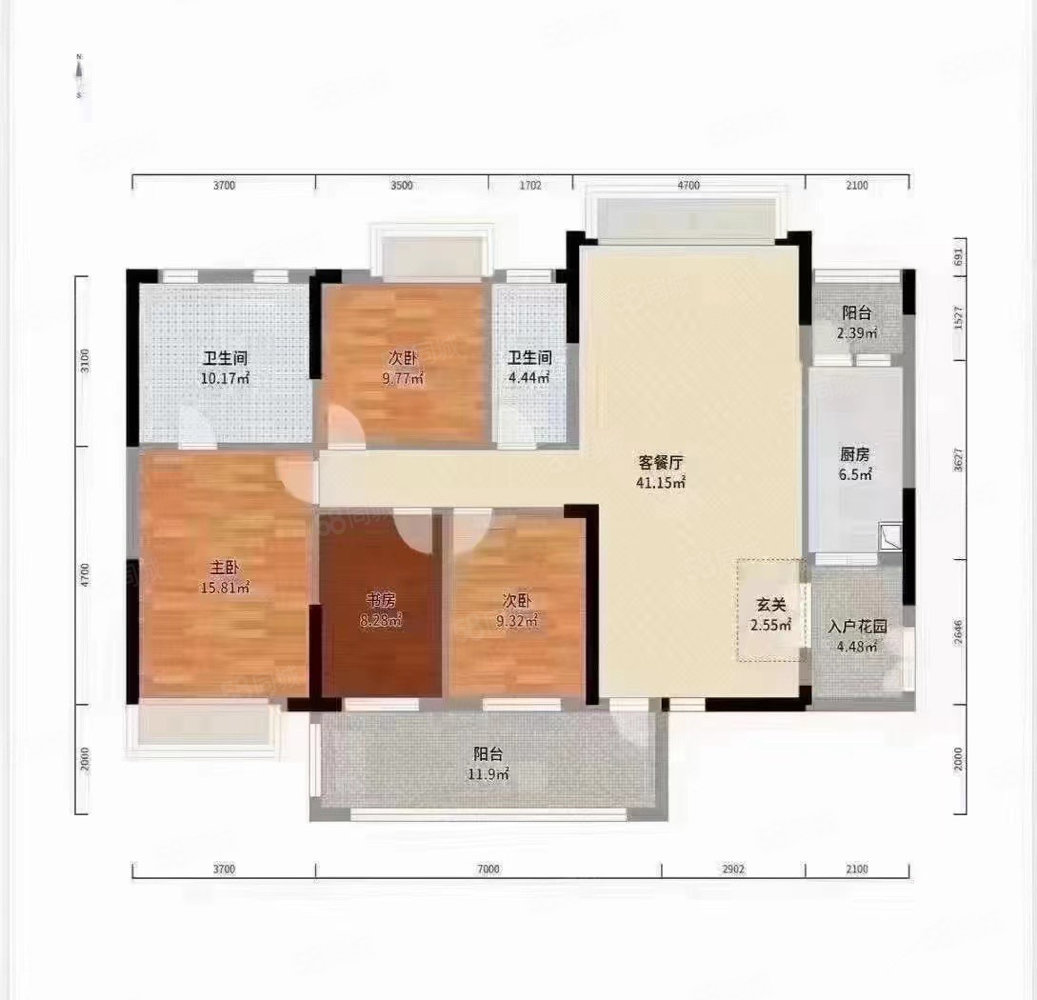 坚基美好城4室2厅2卫158㎡南北135万