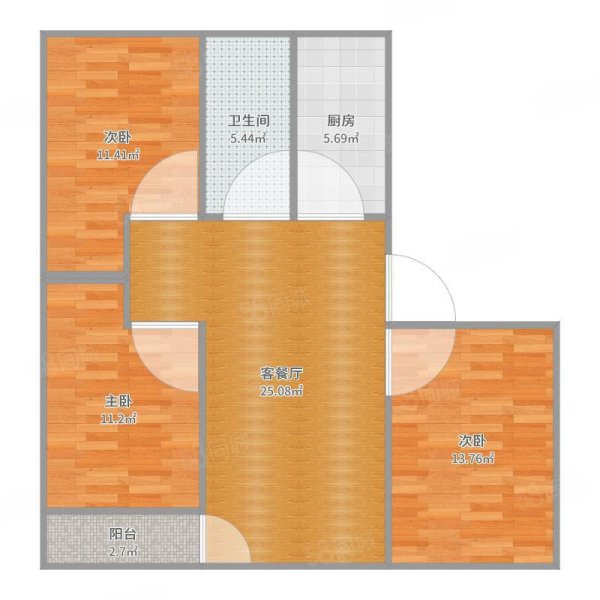 天地嘉苑3室2厅1卫109㎡南北63万