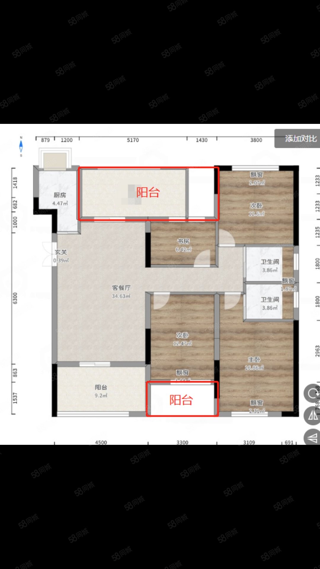 丽景名苑3室2厅2卫120㎡南北65.8万