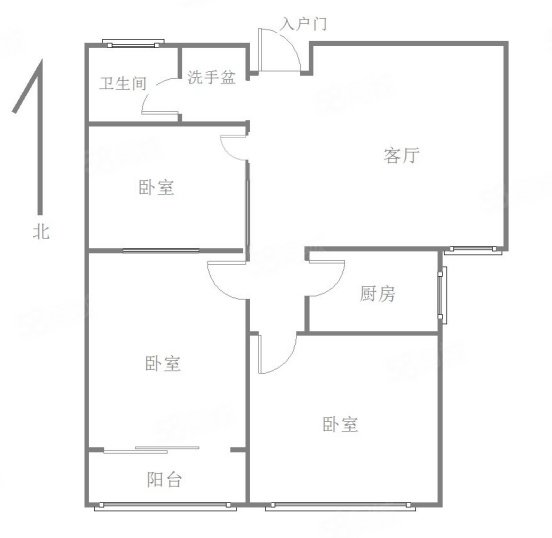 龙城70903室2厅1卫93㎡南北59万