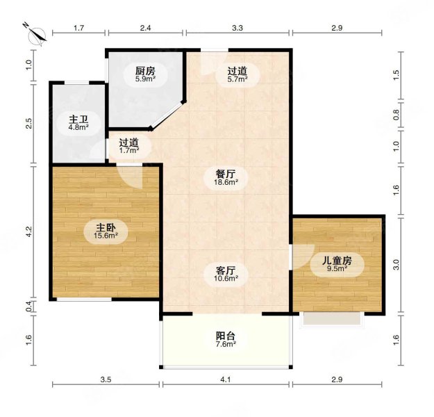 江南都市花园2室2厅1卫98㎡南北83万