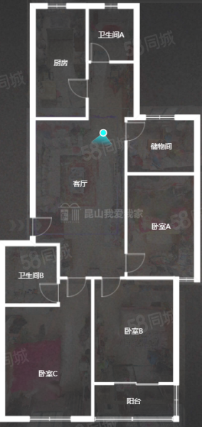 文峰公寓3室2厅2卫126.68㎡南北160万