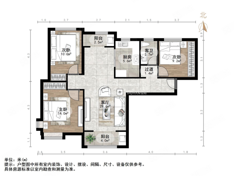 中铁逸都国际兰庭(南区)3室2厅1卫109.04㎡南北187万