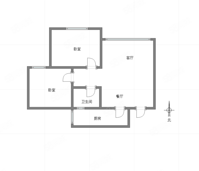 玉祥门(A区)2室2厅1卫58.34㎡北43万