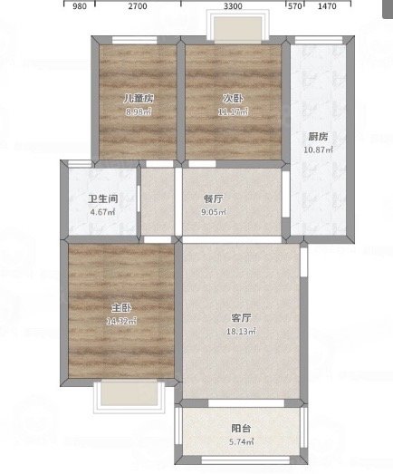 盛世家园3室2厅1卫124.82㎡南北115万