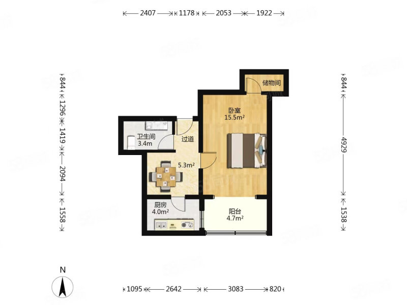 知春路52号院1室1厅1卫46.5㎡南460万