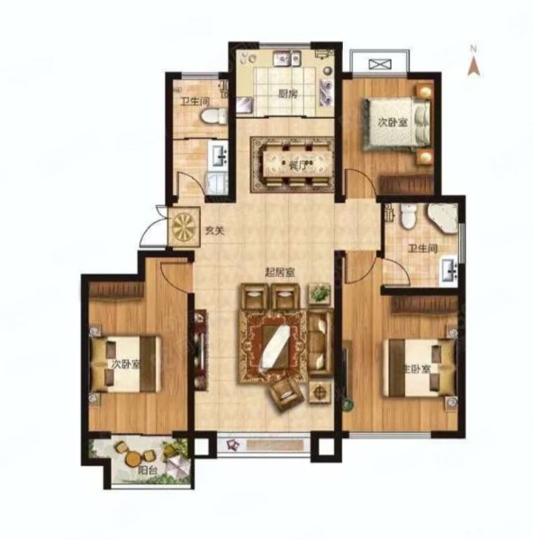 馨城家园3室2厅2卫125.89㎡南北80万