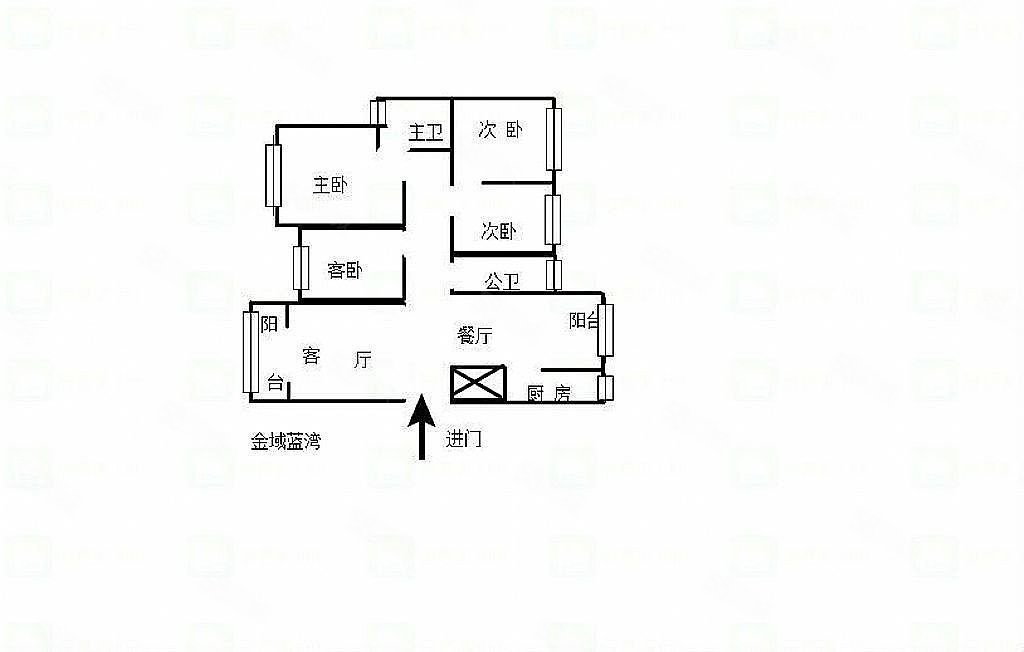 金域蓝湾4室2厅2卫138.5㎡南北125万