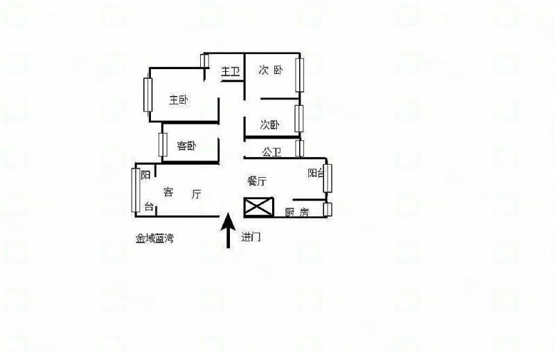 金域蓝湾4室2厅2卫138.5㎡南北125万