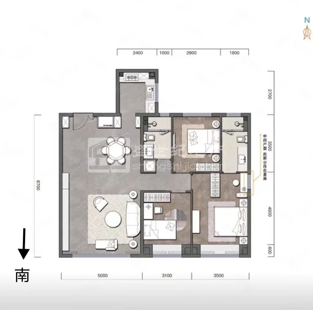 璞玥风华3室2厅2卫131.8㎡南北85万