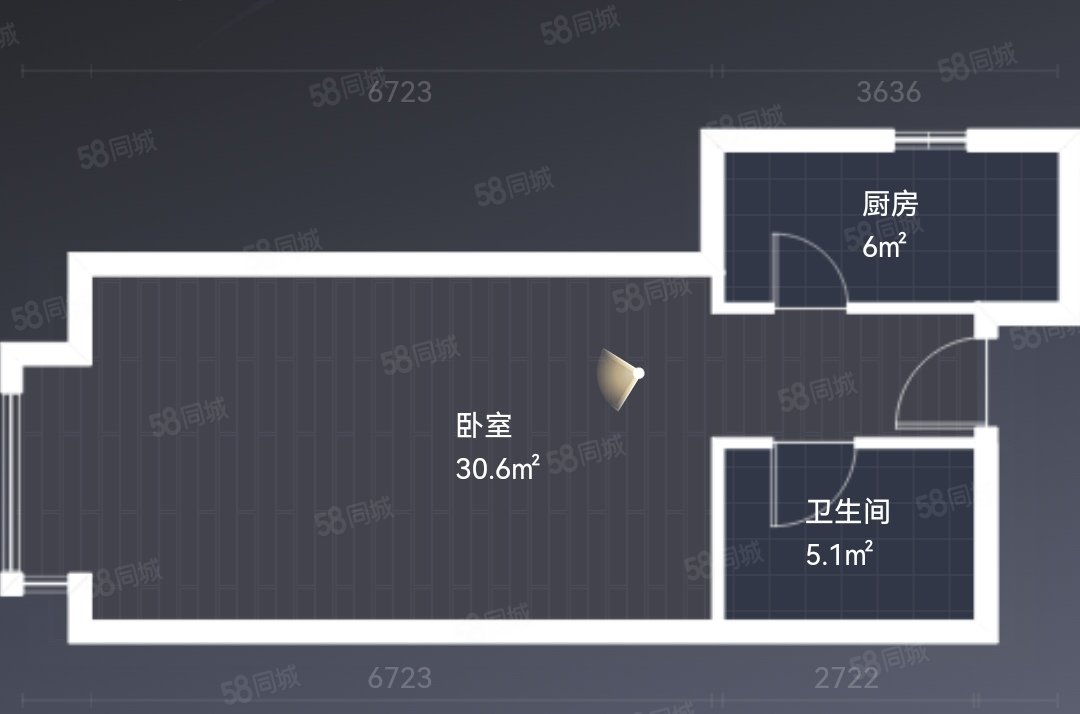 运通家园1室1厅1卫54.17㎡南90万