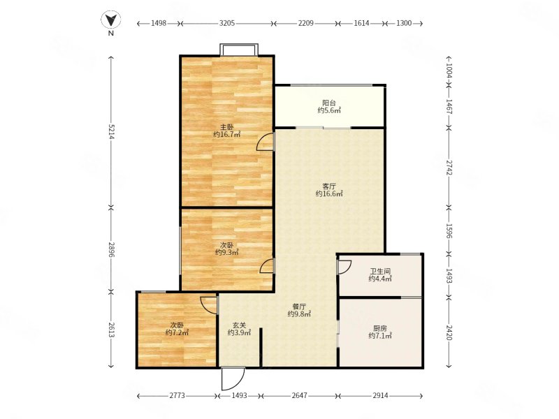 信华城市花园二期3室2厅1卫97㎡南北64万