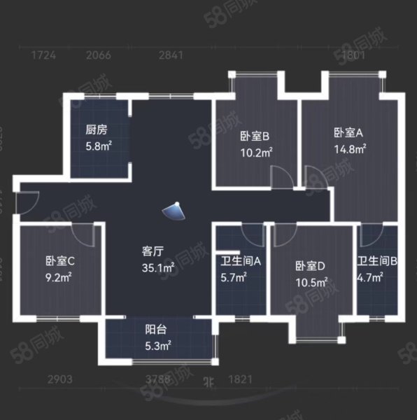 中建江湾壹号4室2厅2卫135㎡南北88.8万