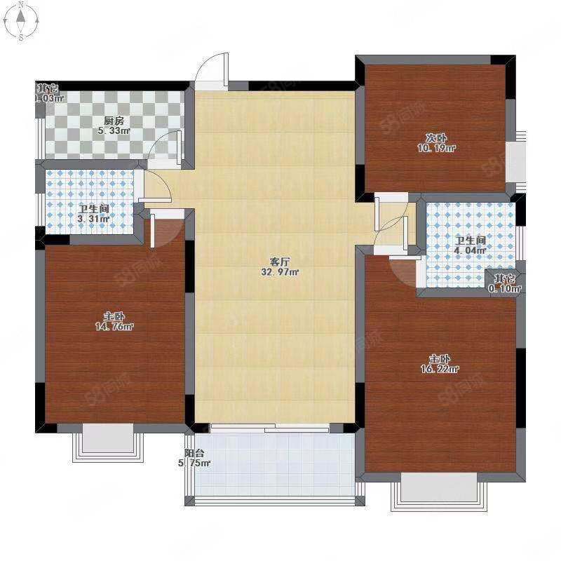 新地小区3室2厅2卫133㎡南北73万