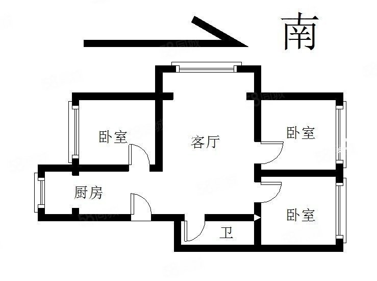 龙庆望都佳园3室1厅1卫96.17㎡南北96万