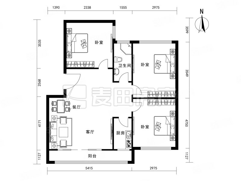 富贵园(三区)3室1厅1卫106㎡南北1098万