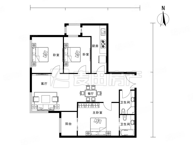 望京花园东区3室2厅2卫121㎡西南726万