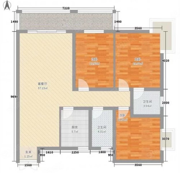 凯旋春天3室2厅2卫121.8㎡南北42.8万