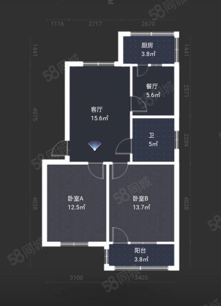 许通家苑2室1厅1卫74㎡南北24.5万