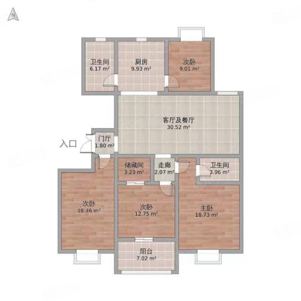 宛陵湖新城4室2厅2卫121.7㎡南北100.8万