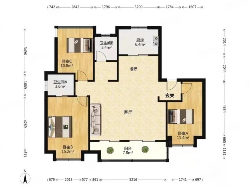 都会19073室2厅2卫126.75㎡南北298万