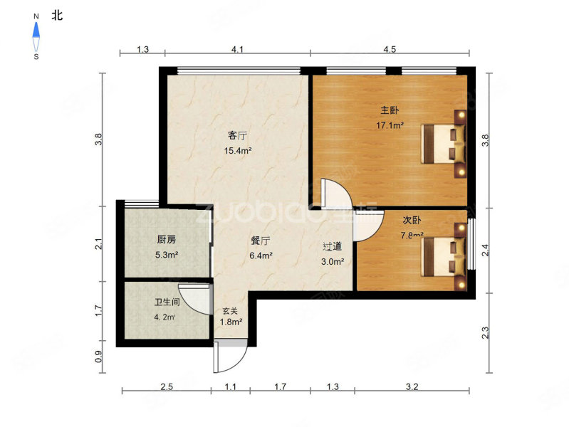 商城星座(义乌)2室2厅1卫69㎡南北125万