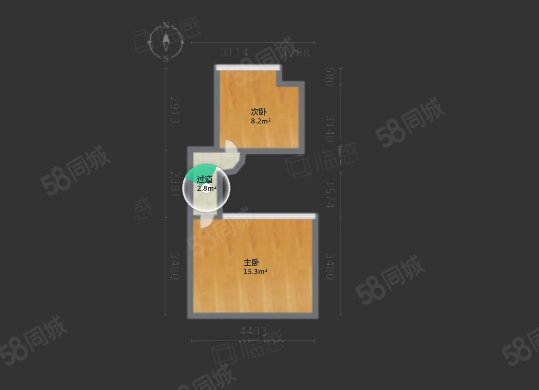 棠德花苑2室2厅1卫30㎡南北71万