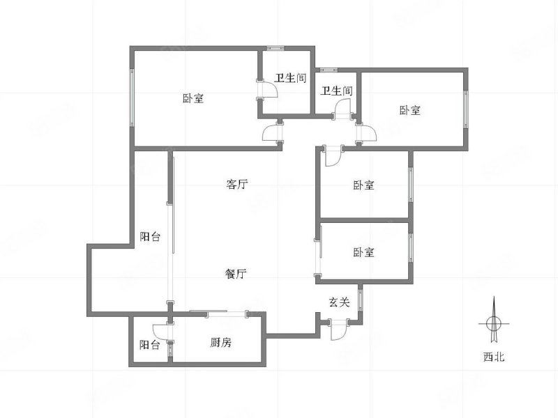 蓝光悦江府(一期)4室2厅2卫129.61㎡南北170万