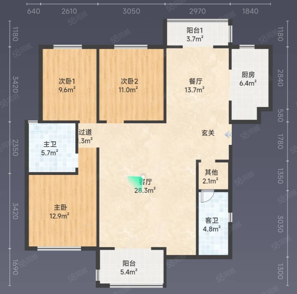 唯美玉龙雅园3室2厅2卫115㎡南北75万