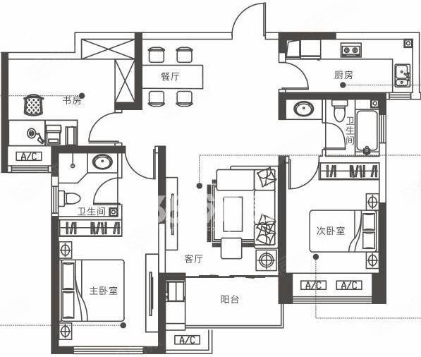 锦绣天成3室2厅2卫119㎡南北50万