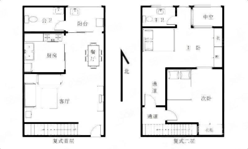 天韵商业广场2室1厅1卫42㎡南北62万