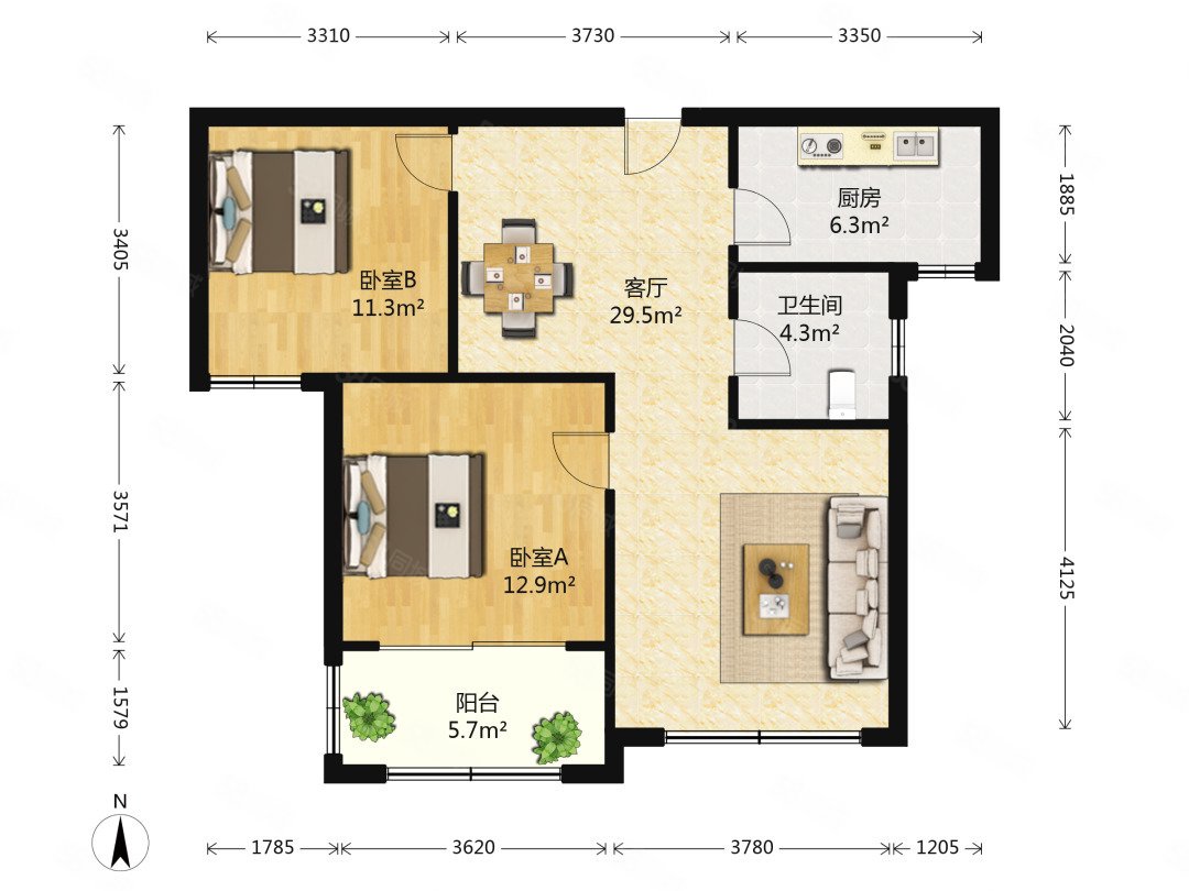 理想家园 新上两室 采光无遮挡 带地下室 万达商圈 名校驻守