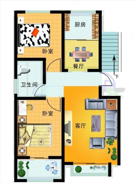 二十街小区2室2厅1卫86㎡南北24.5万