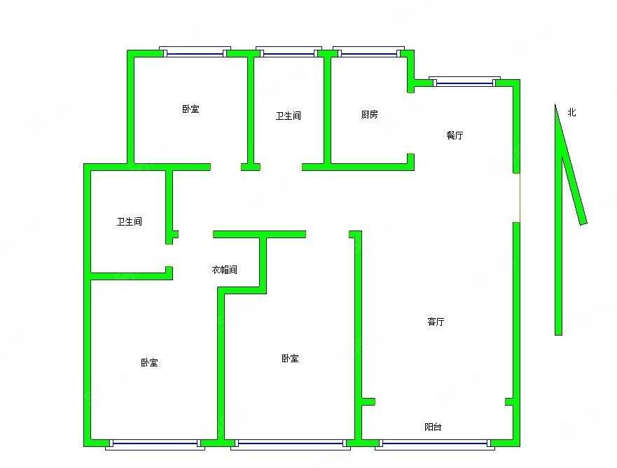 云溪九城3室2厅2卫135.69㎡南北175万