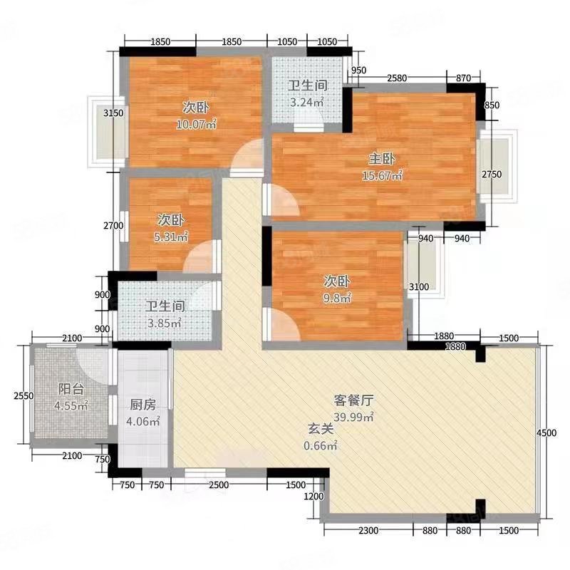 益杰龙凤缘4室2厅1卫124㎡南北87万