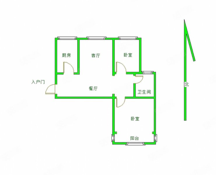 菩陀旺世(北区)2室2厅1卫104㎡南北77万