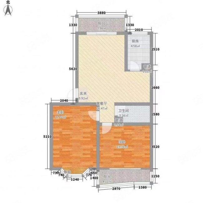 西高新村2室2厅1卫75㎡南北45万