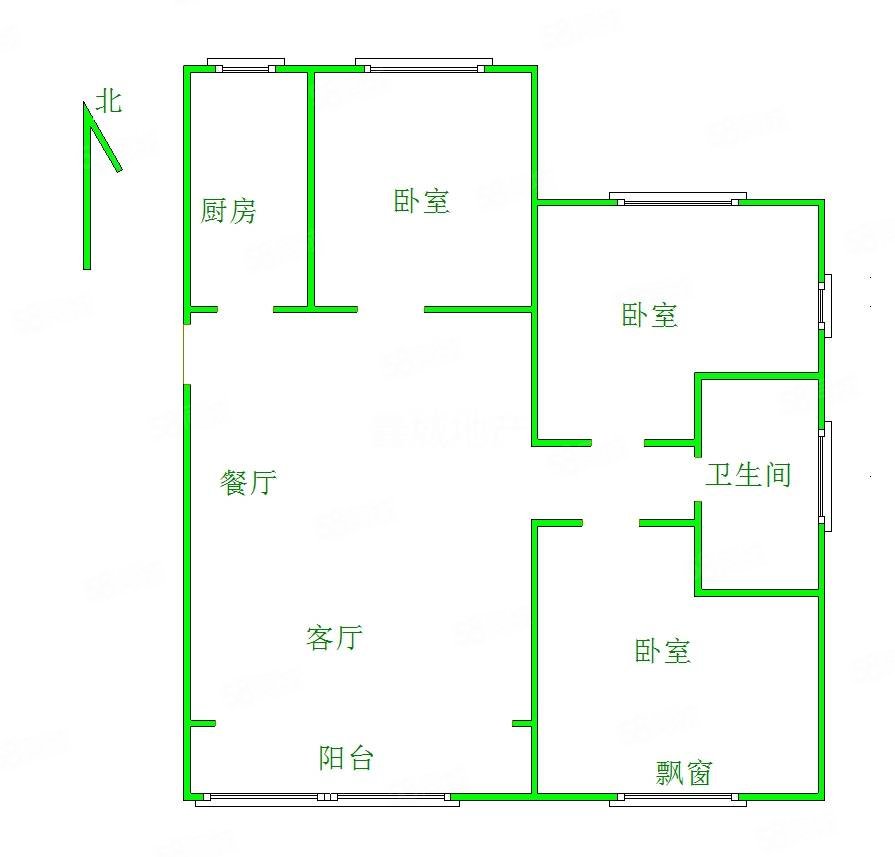 桃园小区北区3室2厅2卫140㎡南北65万